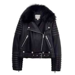 The Arrivals Women's Rainer Shearling-trim Leather Moto Jacket